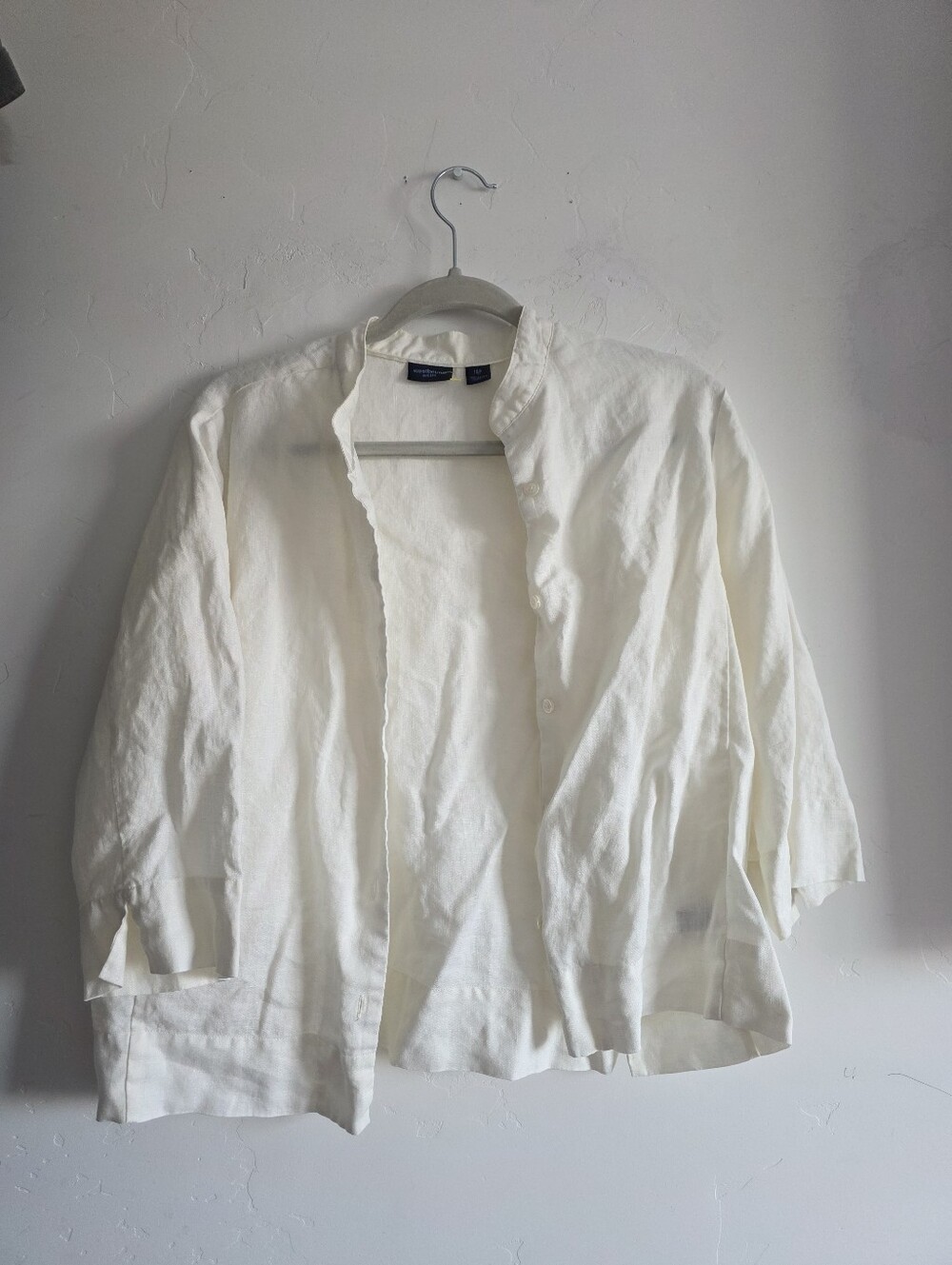 Westbound Cream Open-Front Lightweight Button Up Top 100% Linen